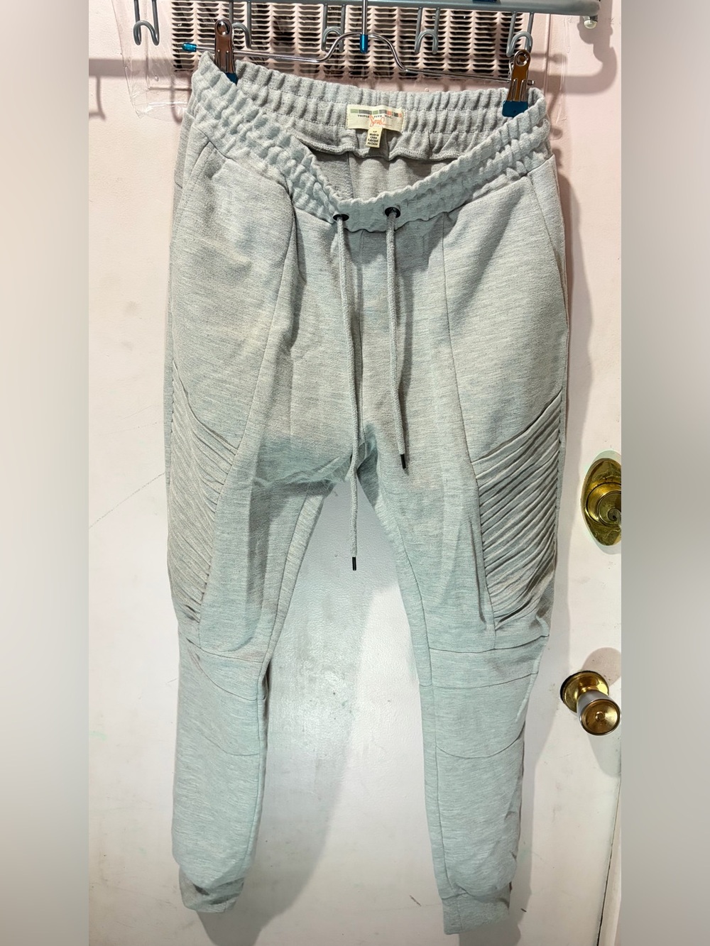 Triple Five Soul Light Gray Ribbed Knee Joggers